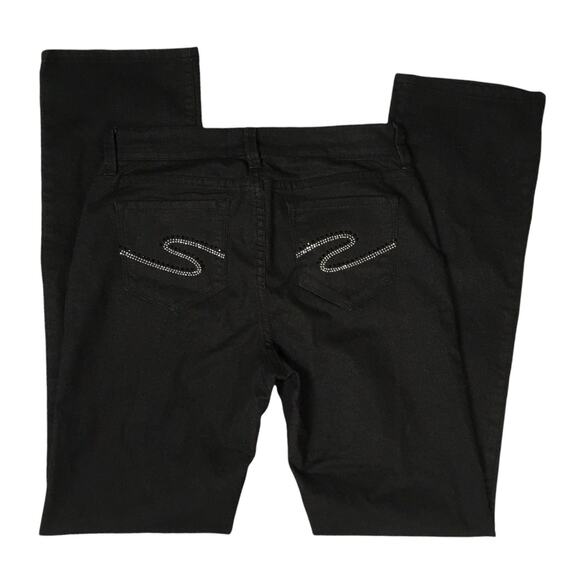 NYDJ Jeans Straight Leg Stretch Denim Black Casual Pants Women's 4 Jewel Pockets - Picture 11 of 11